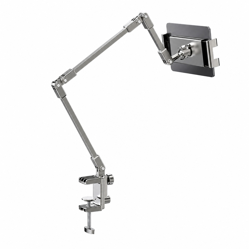 Trimble Tablet Accessories - 調節可能なベッド用電話ホルダースタンド、4.7～12.9インチの電話タブレット用、折りたたみ式メタルアームデスククランプ、360度回転 ° 閲覧中