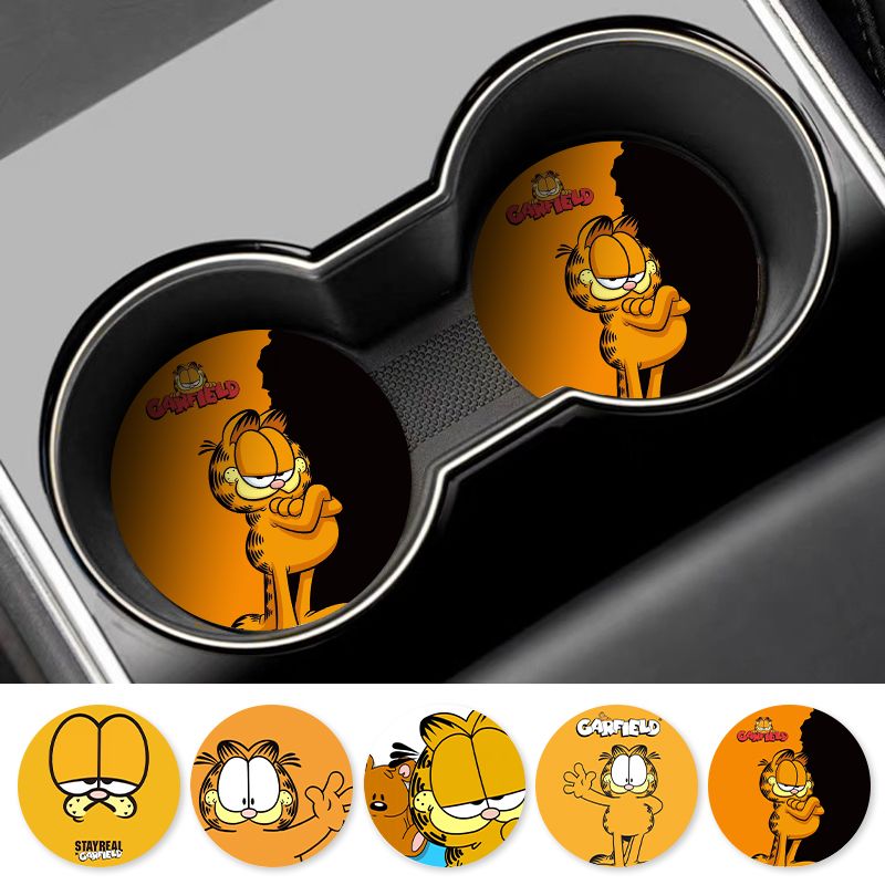 Tablet Accessories For Car - 漫画ガーフィールド車用カップコースターユニバーサル滑り止めオートカップホルダーマットインテリアアクセサリー