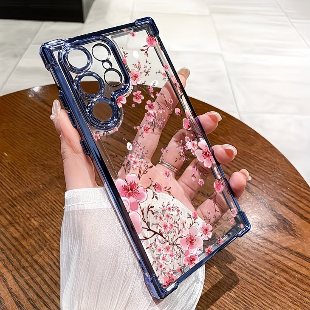 Samsung Galaxy S24 - 桜の花柄電気メッキ四隅耐衝撃スマホケース Samsung Galaxy S26 S25 S24