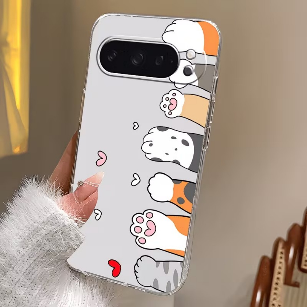 漫画猫の足跡クリスタルクリアシリコン製スマホケース Goog - Google Pixel 9 Pro のレビューと価格