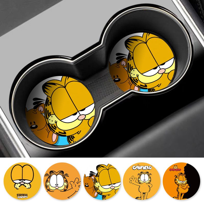 漫画ガーフィールド車用カップコースターユニバーサル滑り止めオ - Tablet Accessories For Car のレビューと価格