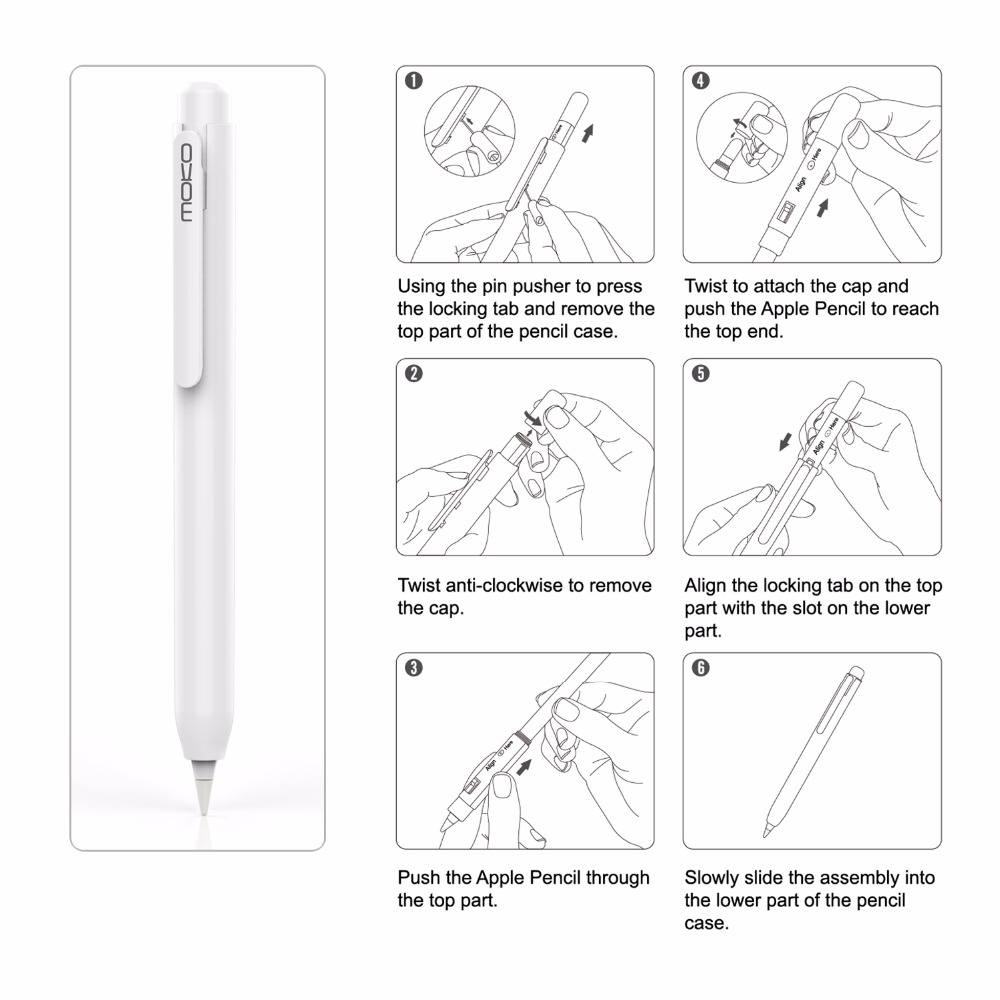 Apple Pencil用moko保護ケース、クリップ内蔵ペ - Tablet Pencil Accessories のレビューと価格