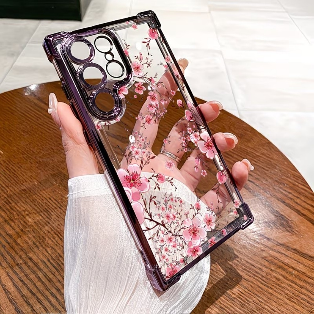 桜の花柄電気メッキ四隅耐衝撃スマホケース Samsung G - Samsung Galaxy S24 のレビューと価格